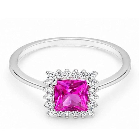 Anel Turmalina Rosa Quadrado de Prata 925