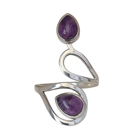 Anel Ametista Duplo de Prata 925