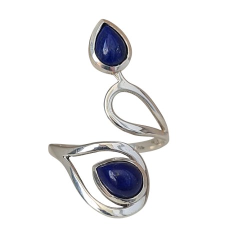 Anel Lápis Lazuli Duplo de Prata 925