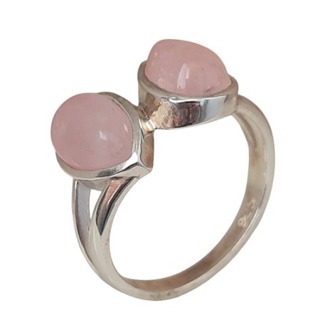 Anel Quartzo Rosa Gotas de Prata 925