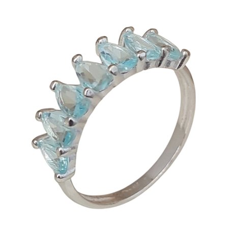 Anel Água Marinha Aliança Gotas Prata 925