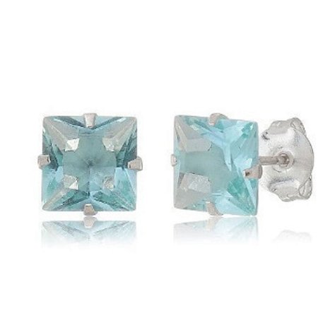 Brinco Água Marinha Quadrado de Prata 925