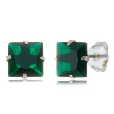 Brinco Esmeralda Quadrado de Prata 925