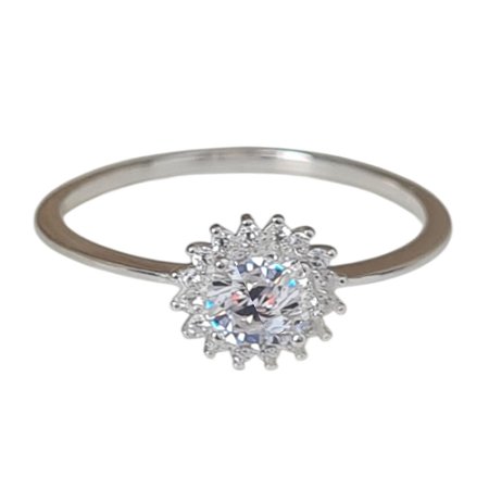 Anel Cristal Sol de Prata 925