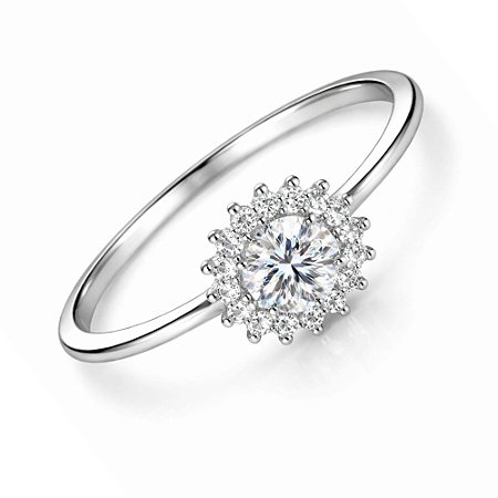 Anel Cristal Sol de Prata 925