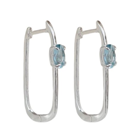 Brinco Água Marinha Argola de Prata 925