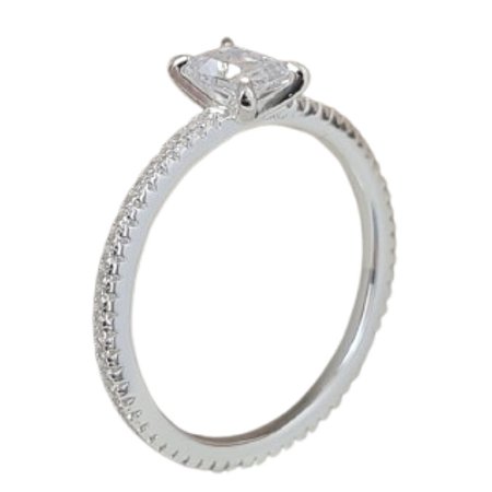 Anel solitário retangular de prata 925