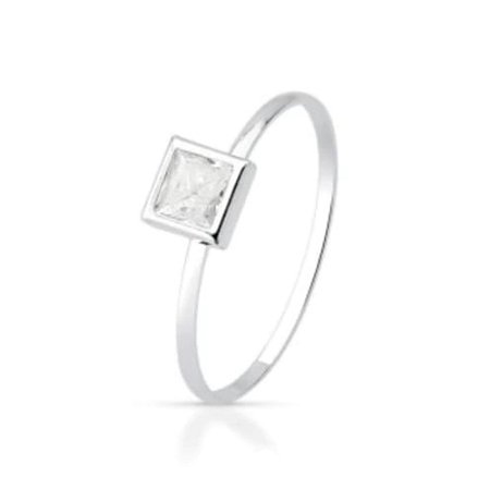 Anel Solitário Quadrado de Prata 925