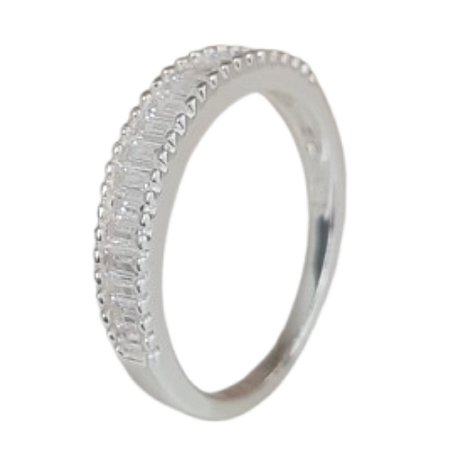 Anel Aliança Luxo Retangulos Prata 925