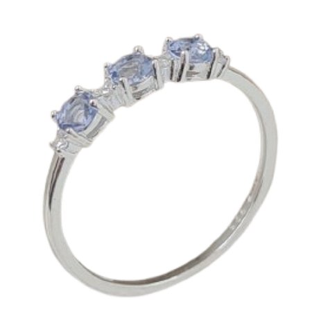 Anel Lavanda Três pedras de Prata 925