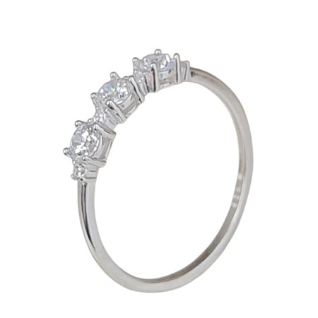 Anel Cristal Três pedras de Prata 925