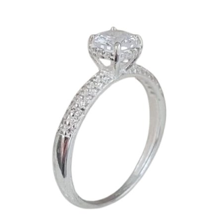 Anel Solitário Luxuoso de Prata 925