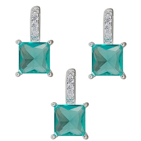 Conjunto Brinco e Pingente Turmalina de Prata 925