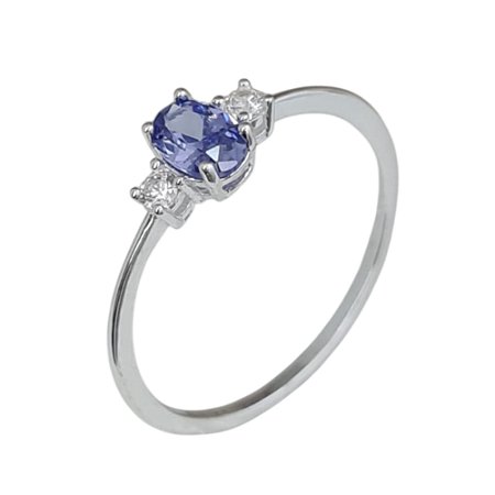Anel Tanzanita Oval de Prata 925