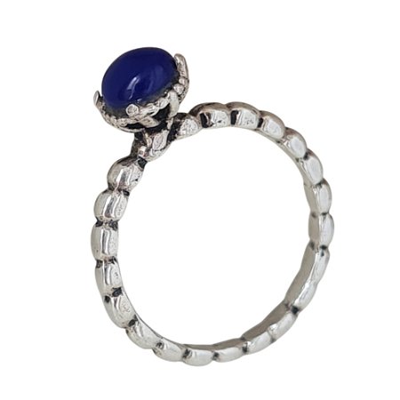 Anel Lápis Lazuli Solitário de Prata 925