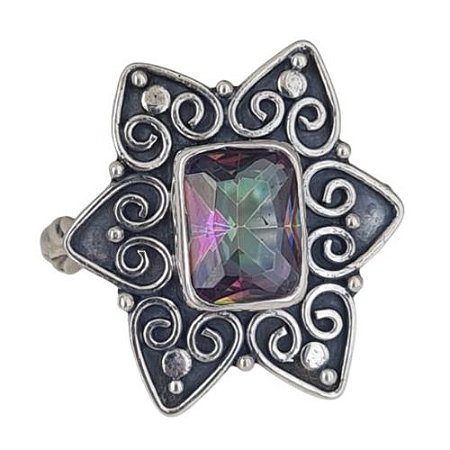 Anel Topázio Místico Indiano Prata 925