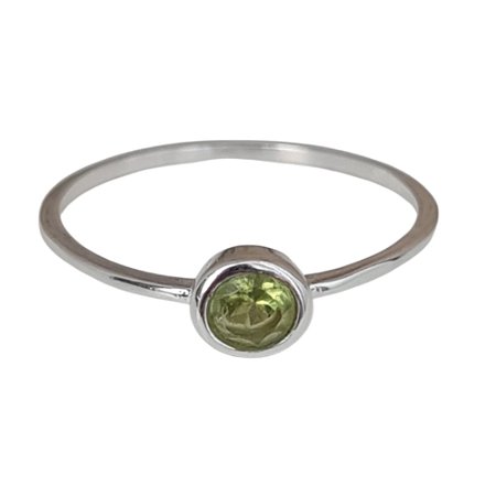 Anel Peridoto Redondo Minimalista Prata 925