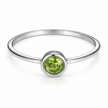 Anel Peridoto Redondo Minimalista Prata 925