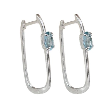 Brinco Argola Água Marinha Prata 925