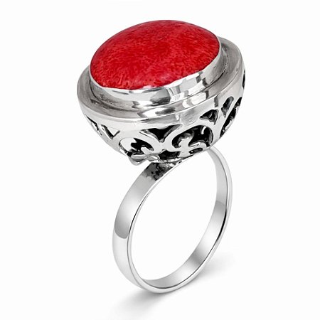 Anel Coral Copo Indiano Prata 925