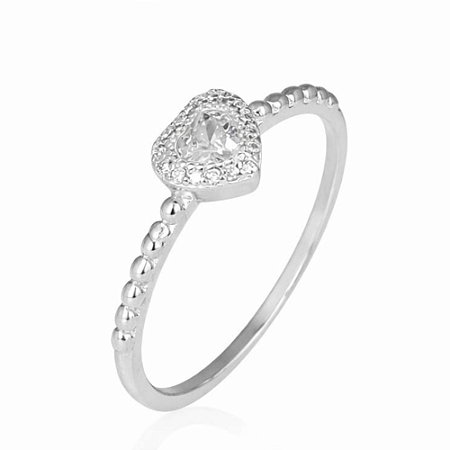 Anel Coração Ponto de Luz Prata 925