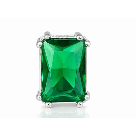 Pingente Esmeralda Retangular de Prata 925