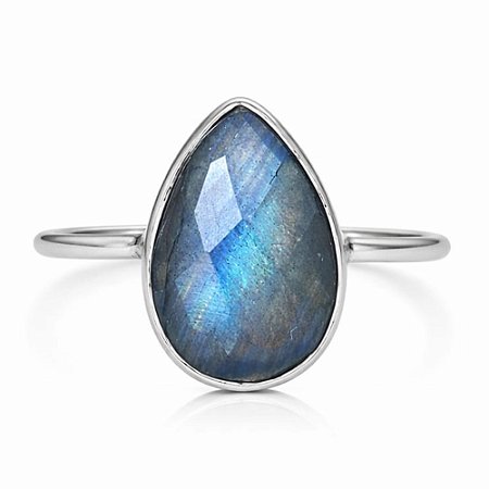 Anel Labradorita Gota de Prata 925