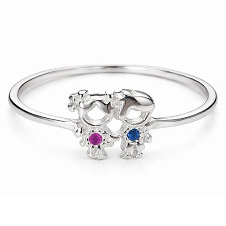 Anel Casal de Filhos de Prata 925