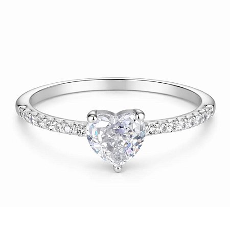 Anel Coração Luxo Prata 925