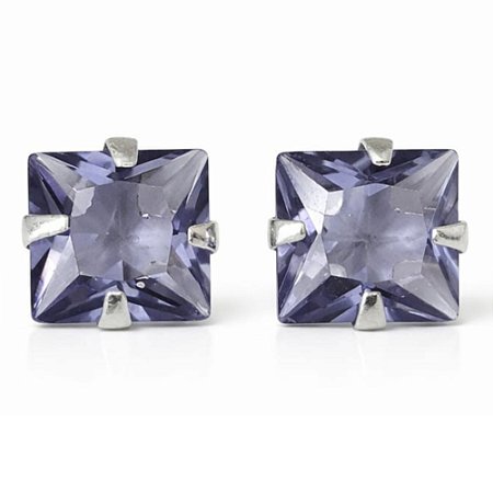 Brinco Tanzanita Quadrado de Prata 925