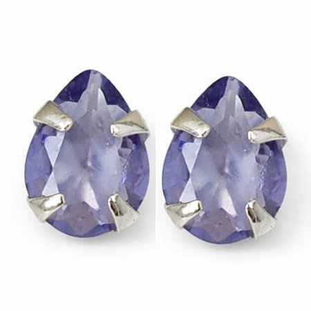 Brinco Tanzanita Lilás Gota de Prata 925