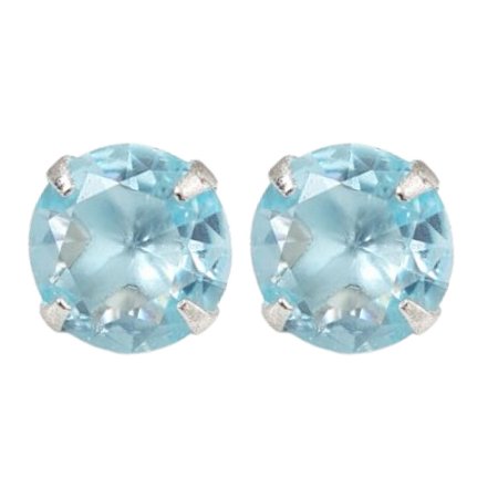 Brinco Água Marinha Redondo de Prata 925