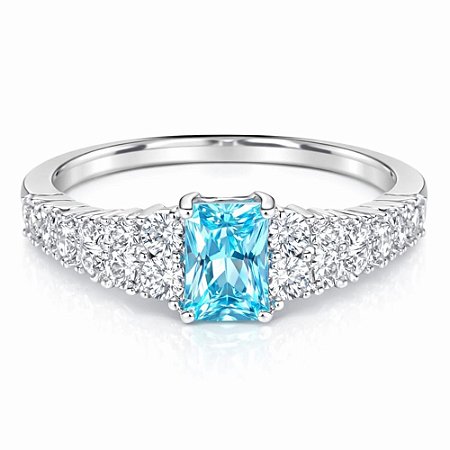 Anel Água Marinha Luxuoso de Prata 925