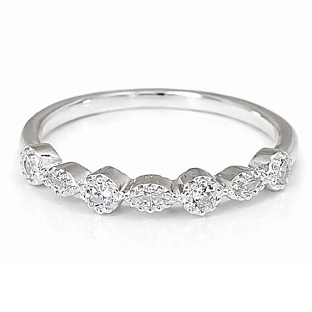 Anel Aliança Bolas e Navete de Prata 925