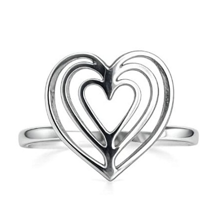 Anel Coração Aros de Prata 925