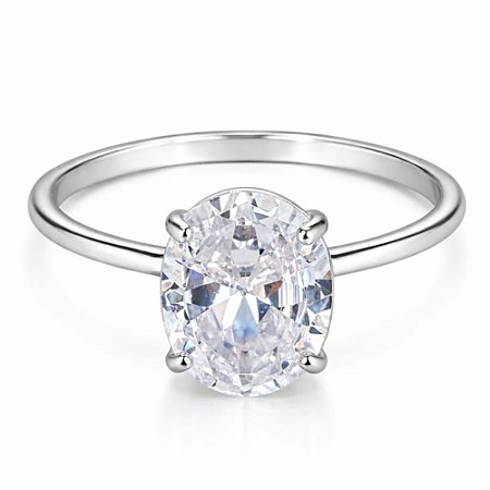 Anel Solitário Oval 8 MM Prata 925