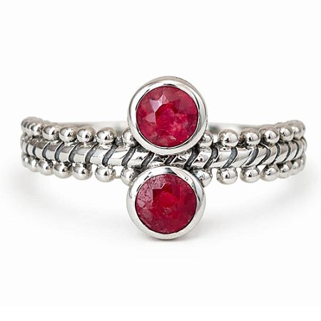 Anel Rubi Duplo de Prata 925