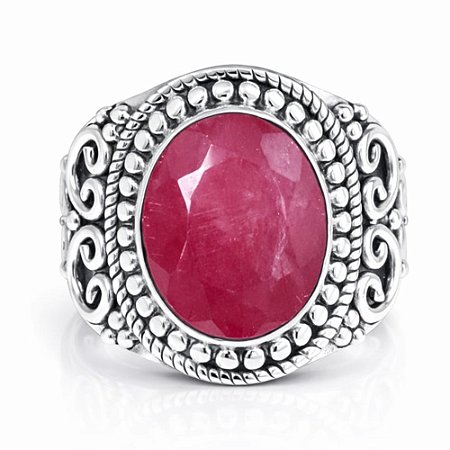 Anel Rubi Indiano Boho de Prata 925