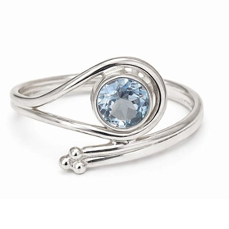 Anel Água Marinha Minimalista de Prata 925