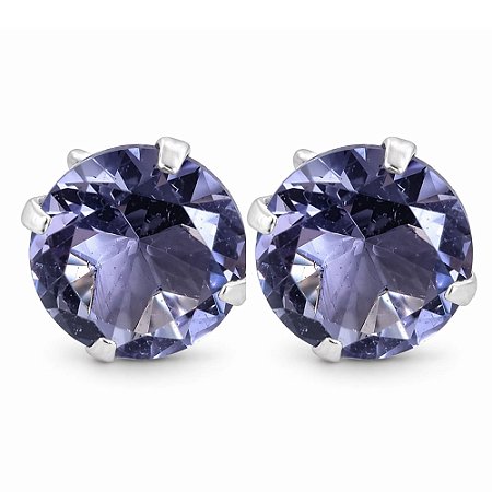 Brinco Tanzanita Redondo de 8 MM de Prata 925