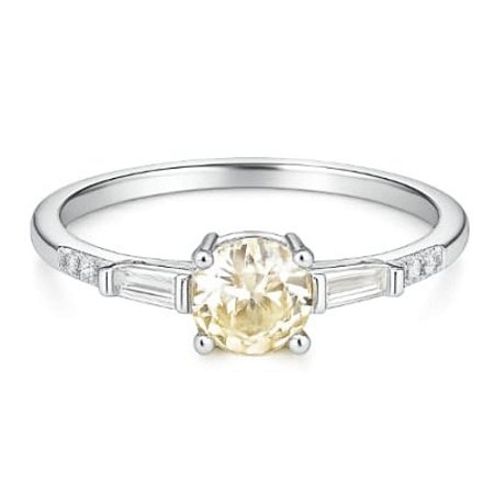 Anel Fancy Yellow Solitário Rebeca de Prata 925