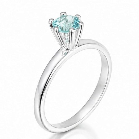 Anel Água Marinha Solitário Prata 925