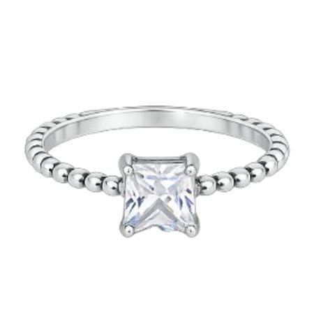 Anel Solitário Quadrado de Prata 925