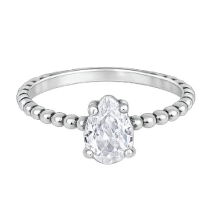 Anel Solitário Gota de Prata 925