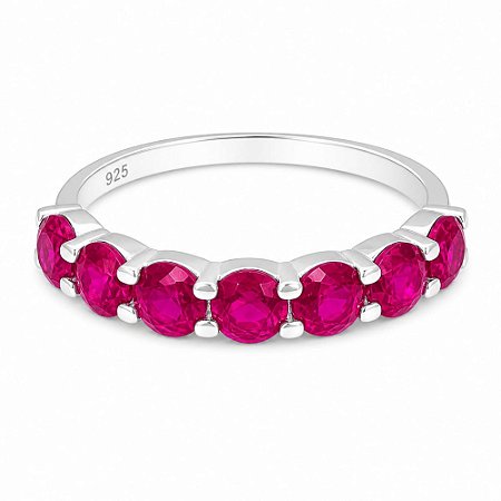Anel Rubi Rosa de Prata 925