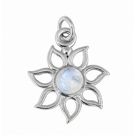 Pingente Pedra da Lua Flor de Prata 925