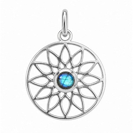Pingente Labradorita Mandala de Prata 925