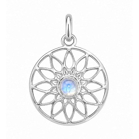 Pingente Pedra da Lua Mandala de Prata 925