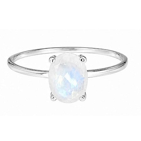 Anel Pedra da Lua Oval Prata 925