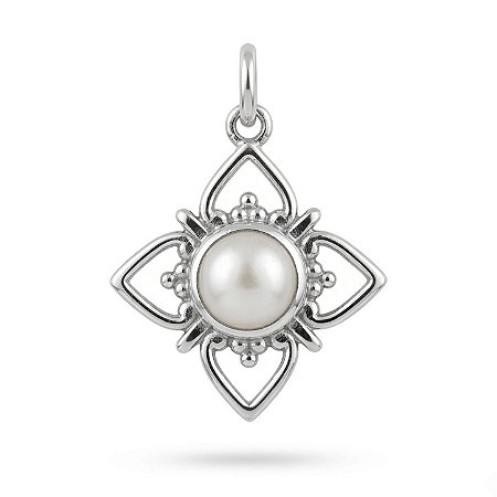 Pingente Pérola Barroca Flor de Prata 925